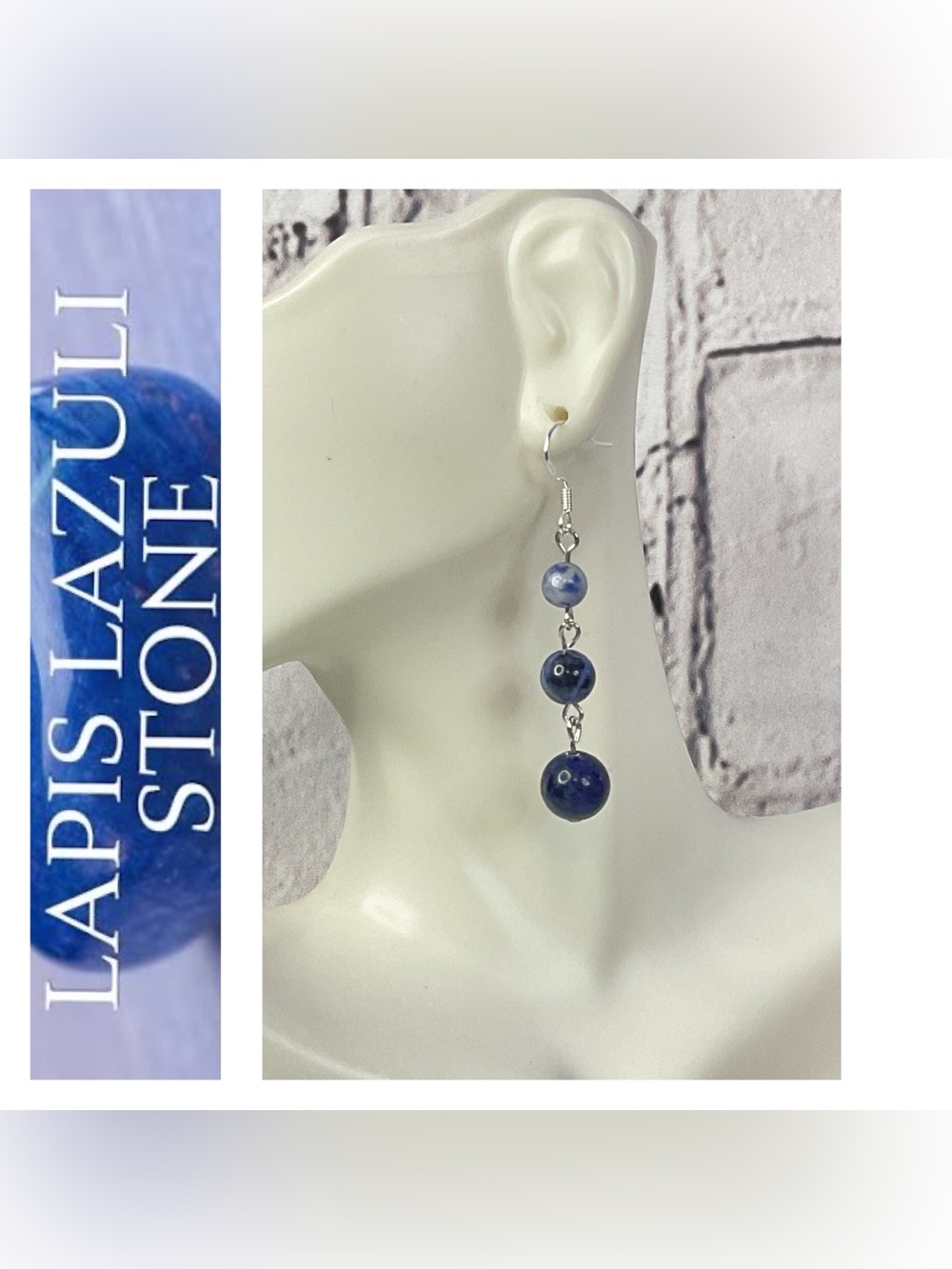 🌟🌟 925 Sterling Silver Lapis Lazuli Stone Earrings
